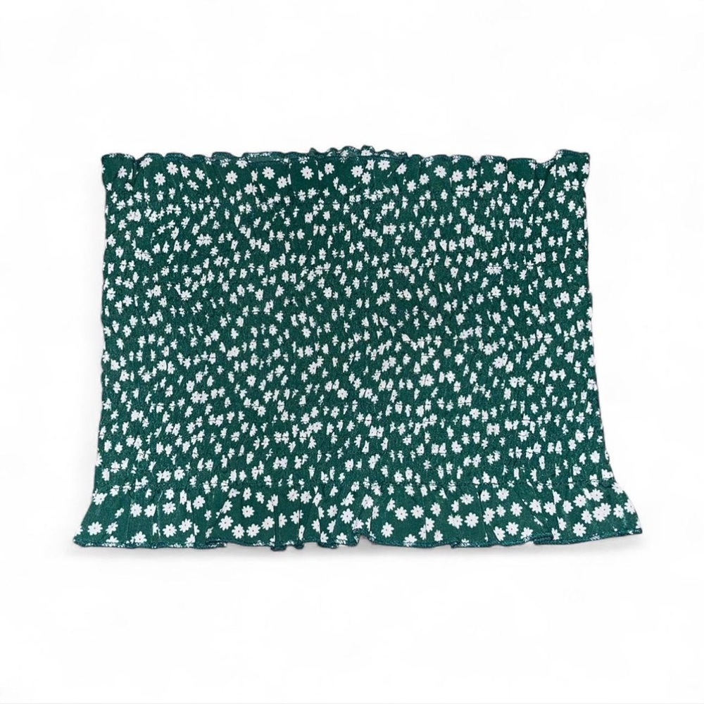 green & white floral tube top